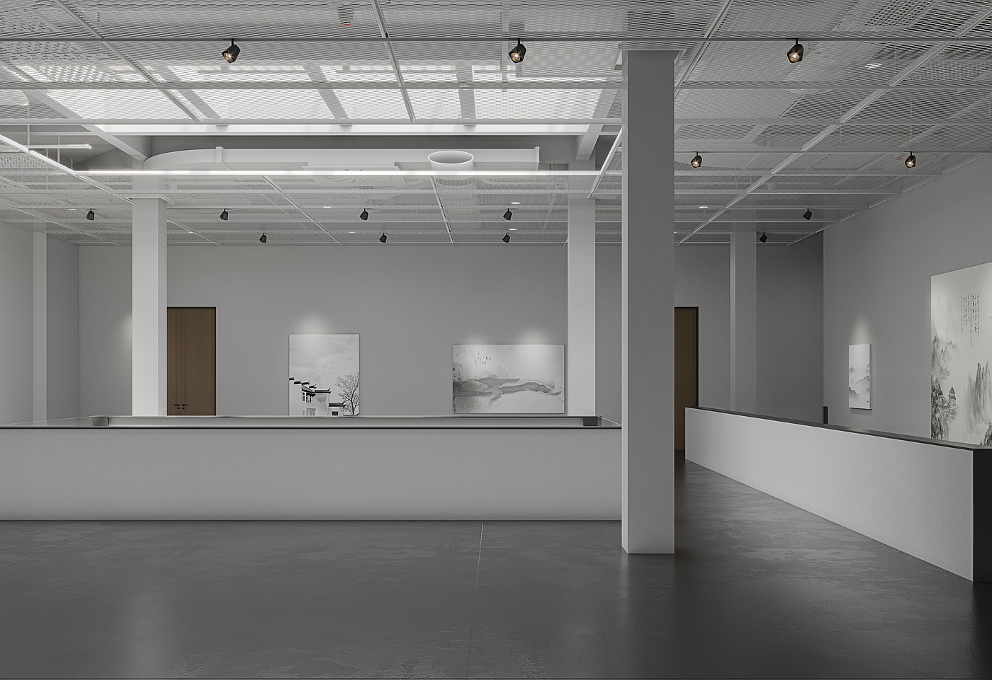 Simple black and white studio renderings，