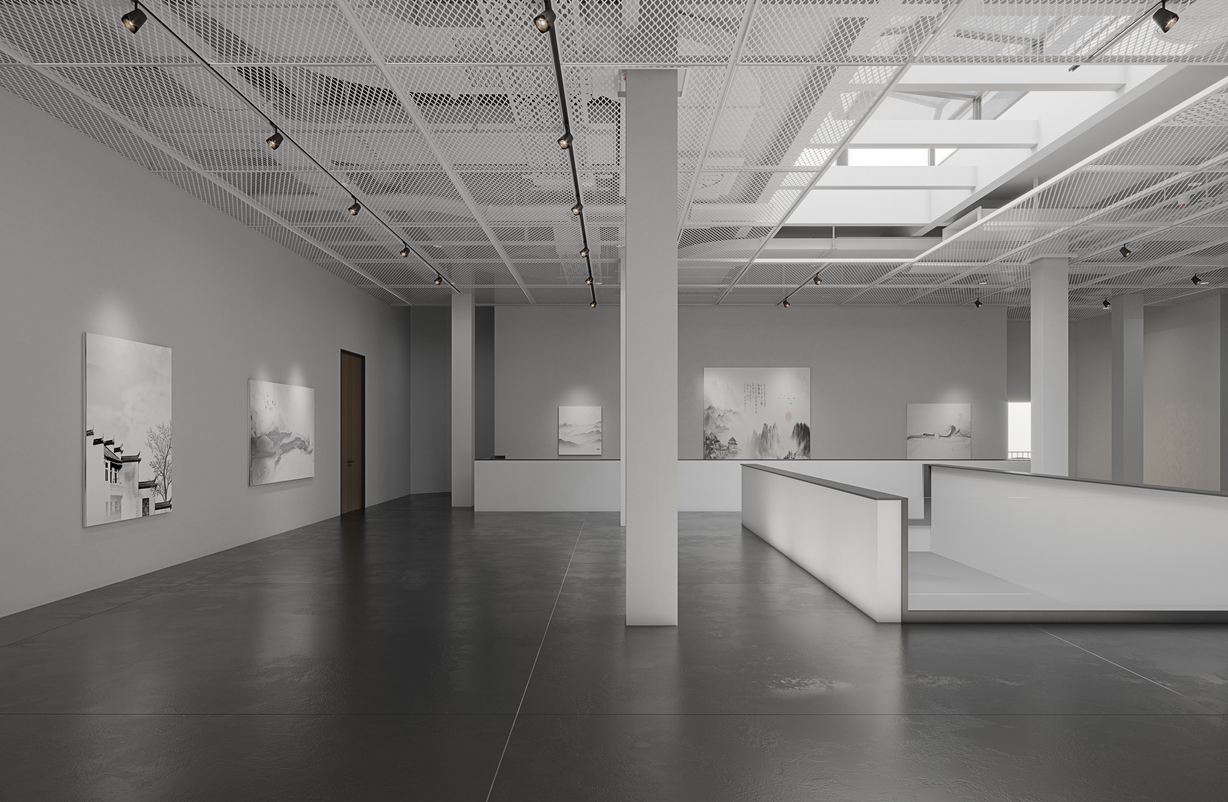 Simple black and white studio renderings，