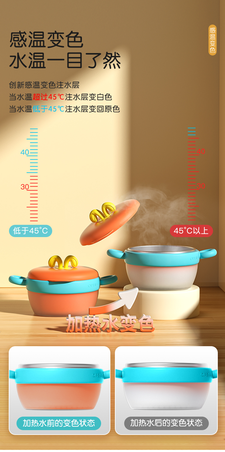 Children's temperature-sensitive supplementary food bowl，Baby products，Child mother and baby，