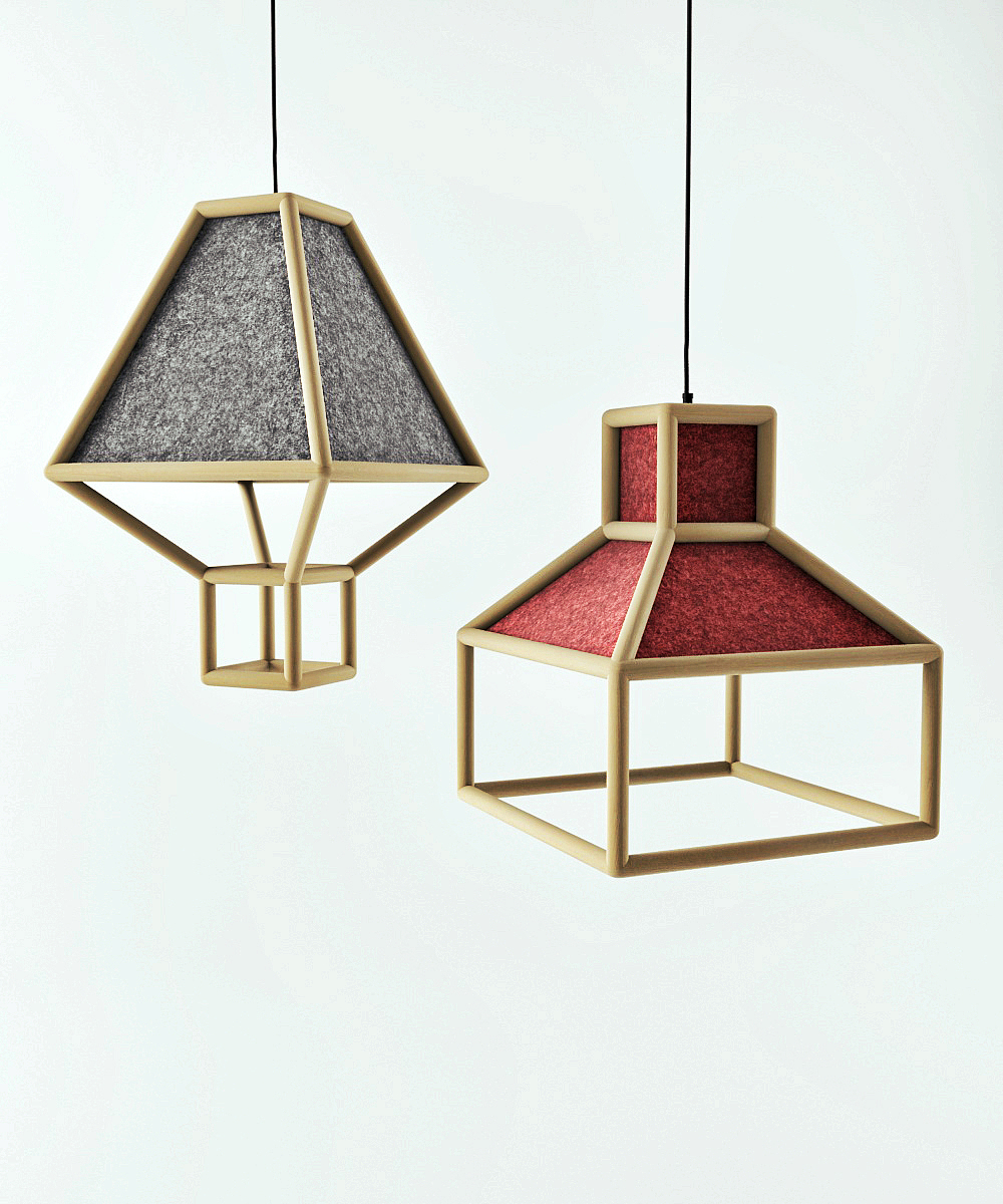 product design，woodiness，felt，FLU lamp，lamps and lanterns，