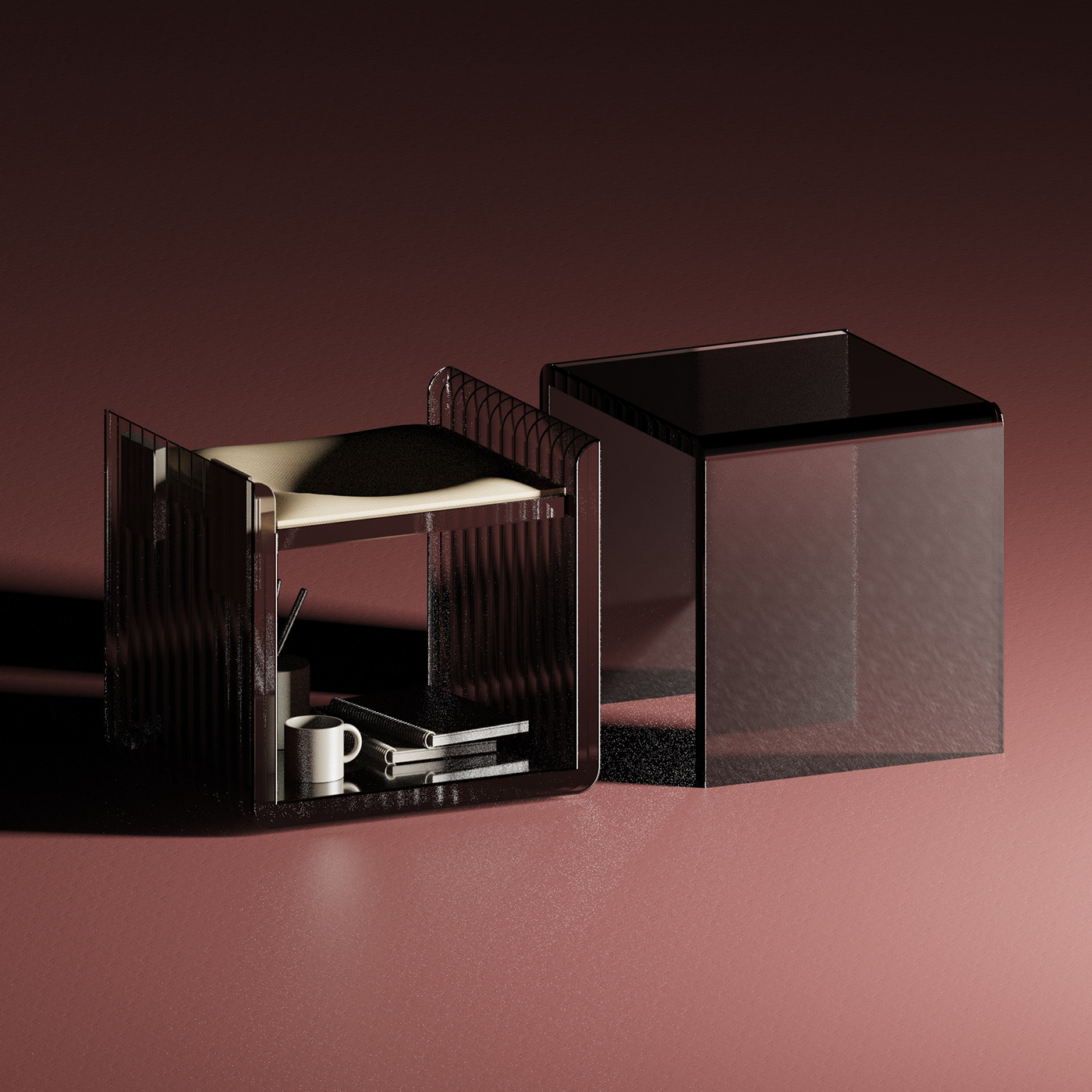 Side table，Cube，Geometry，Chain stool，product design，Appearance design，