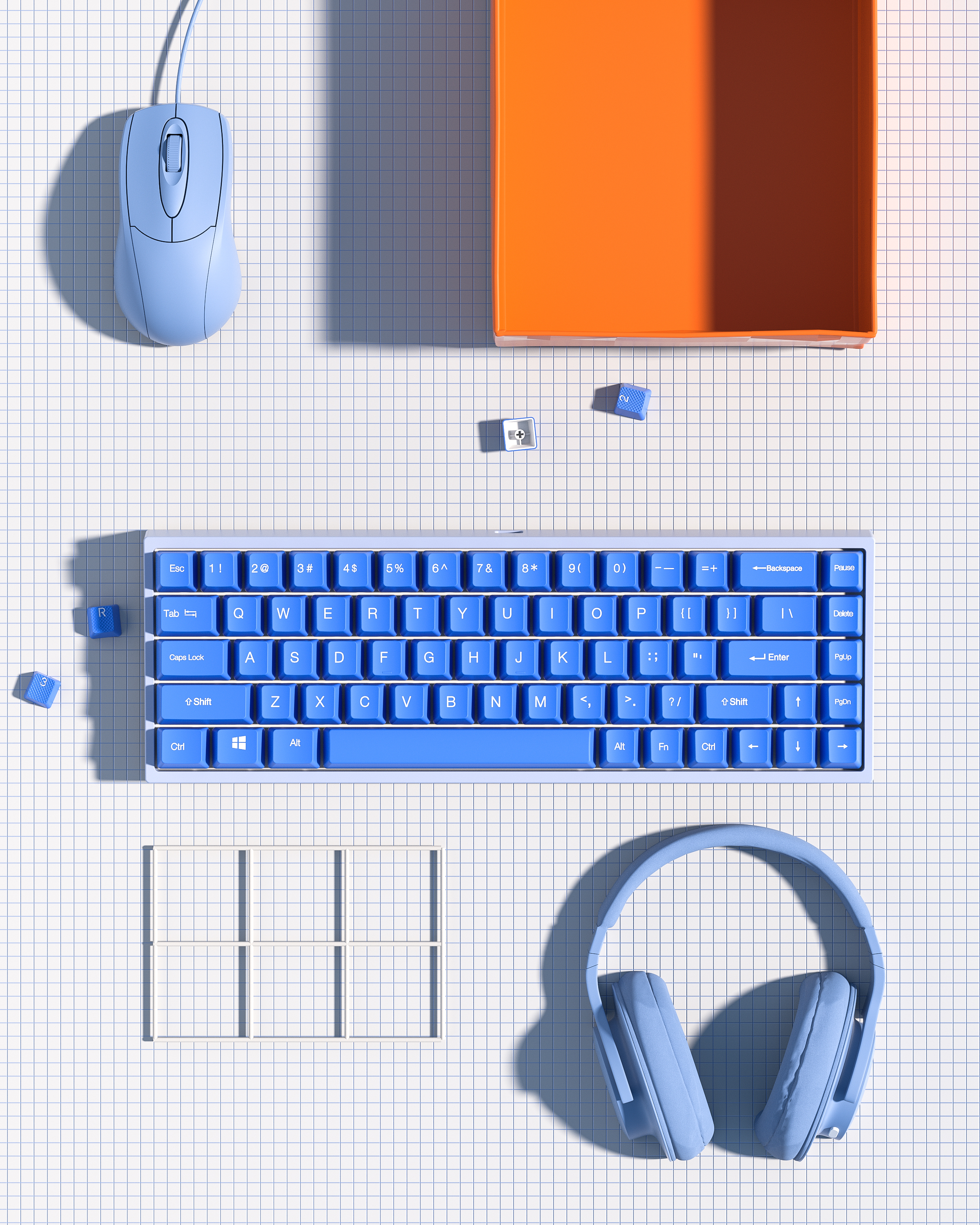 Original works，Industry / products，keyboard，Clean and bright，electronic product，three-dimensional，scene，