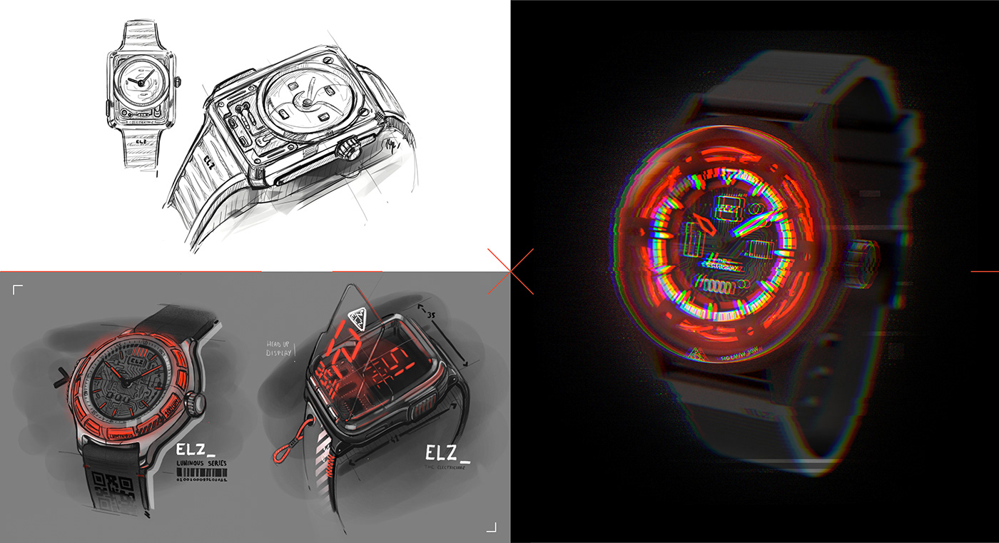 clocks and watches，Wrist watch，Digital watch，Watch design，innovate，ELZ_LAB，