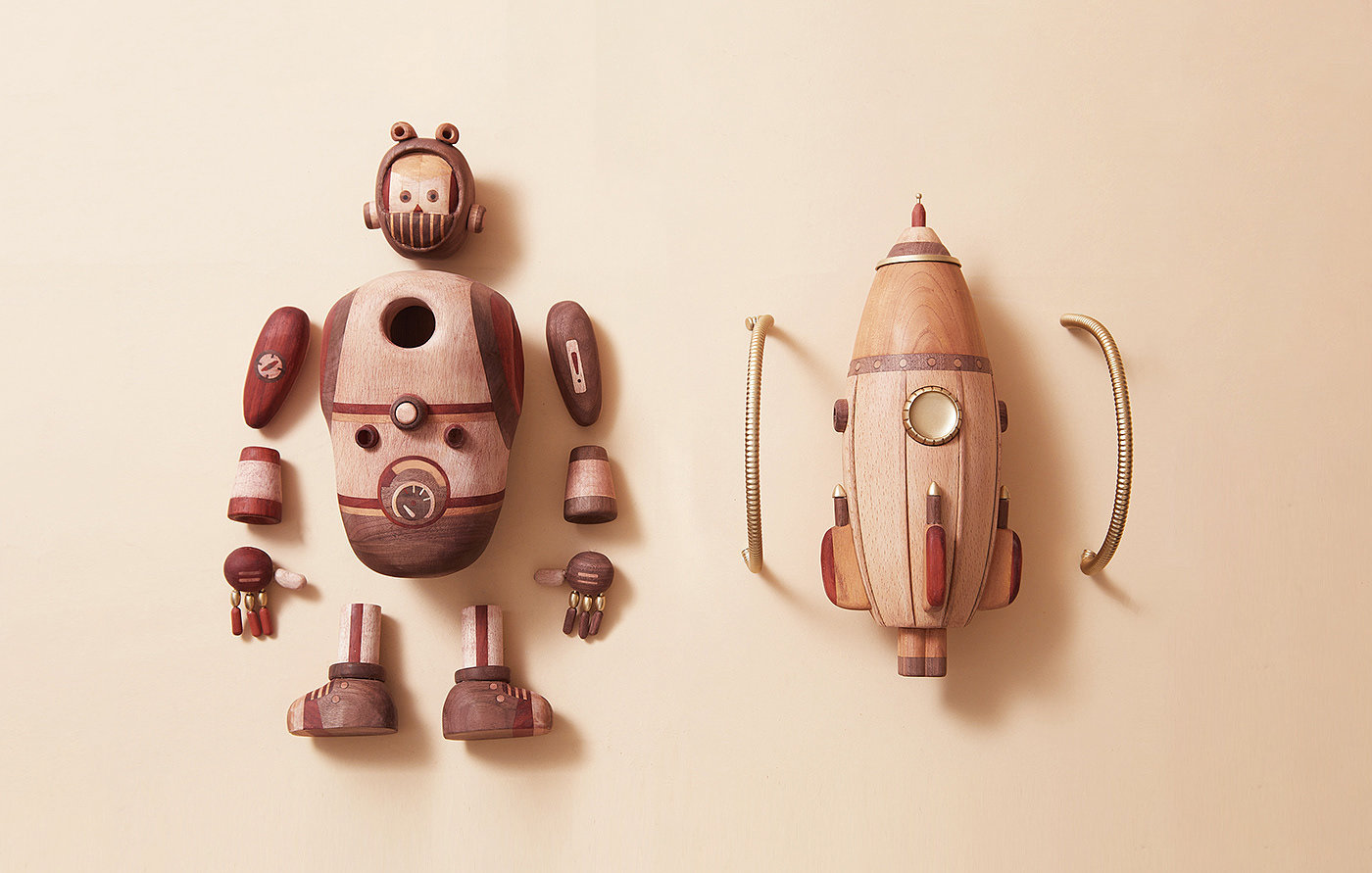 工艺，木头，机器人，Outside Robot，玩具设计，玩具，