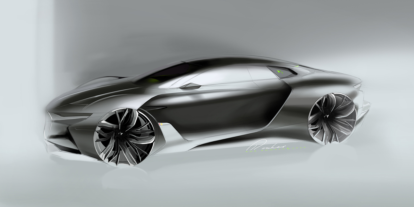 Automobile design，Sports car，ds，Hand drawn car，