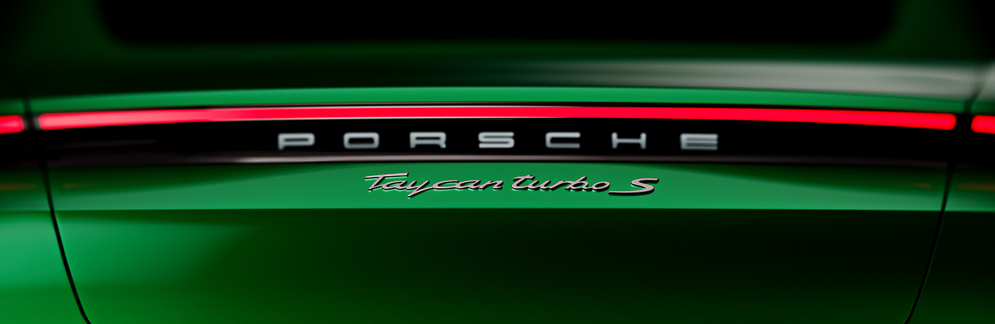 Taycan Turbo S，Porsche，Sports car，green，