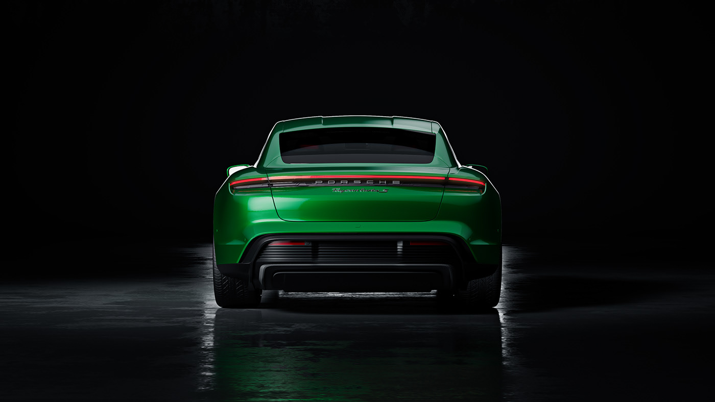 Taycan Turbo S，Porsche，Sports car，green，