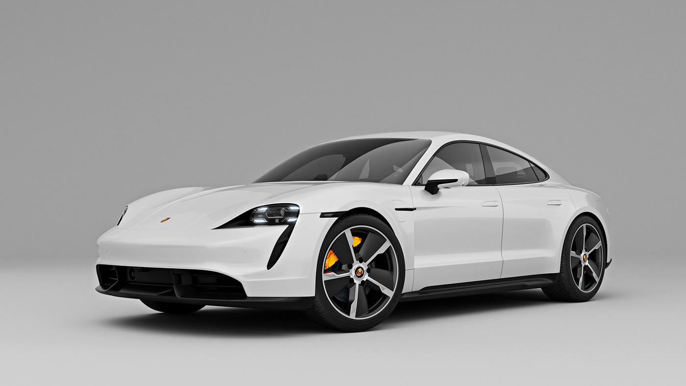 Taycan Turbo S，Porsche，Sports car，green，