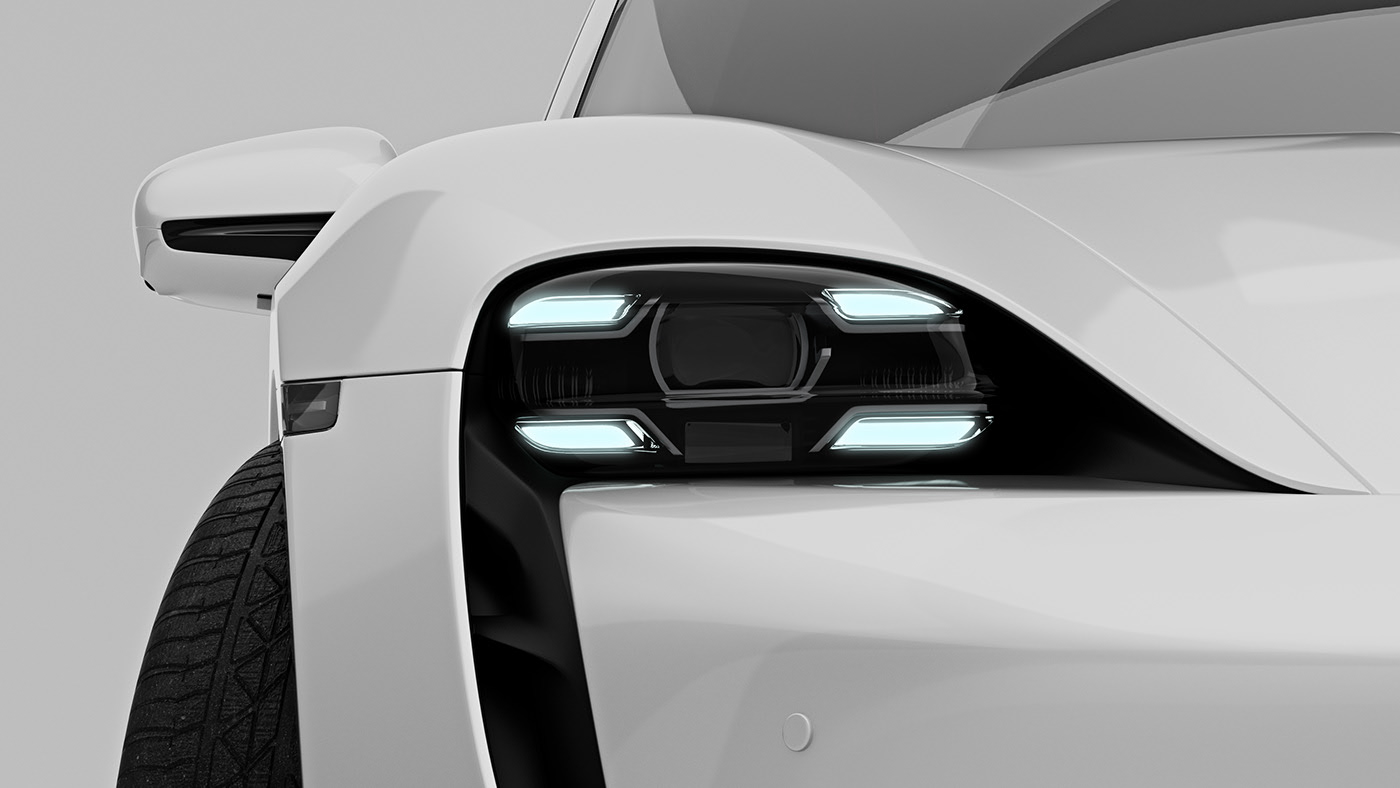 Taycan Turbo S，Porsche，Sports car，green，