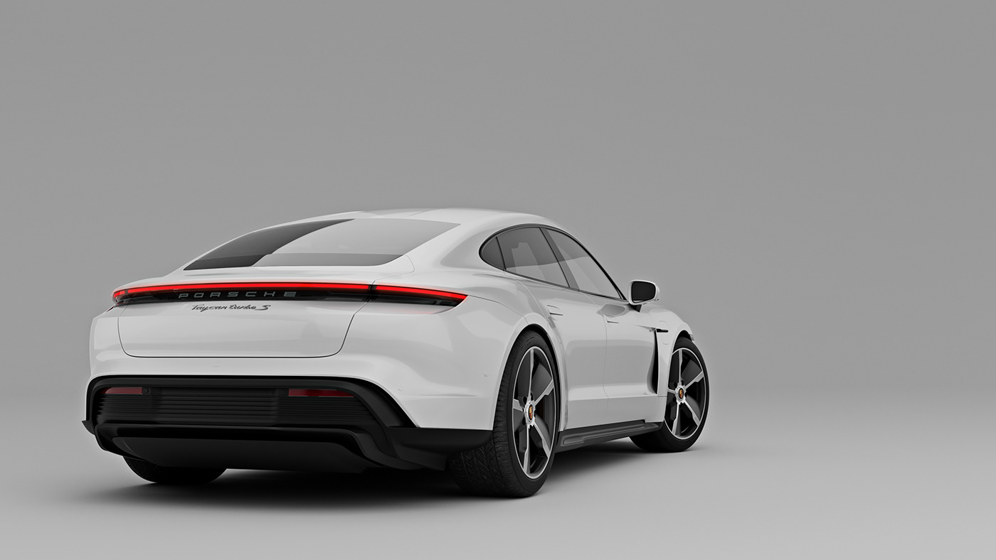 Taycan Turbo S，Porsche，Sports car，green，