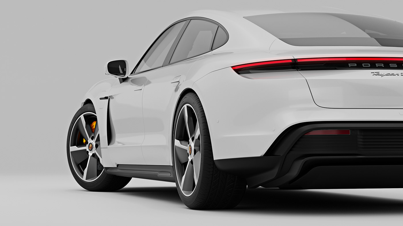 Taycan Turbo S，Porsche，Sports car，green，