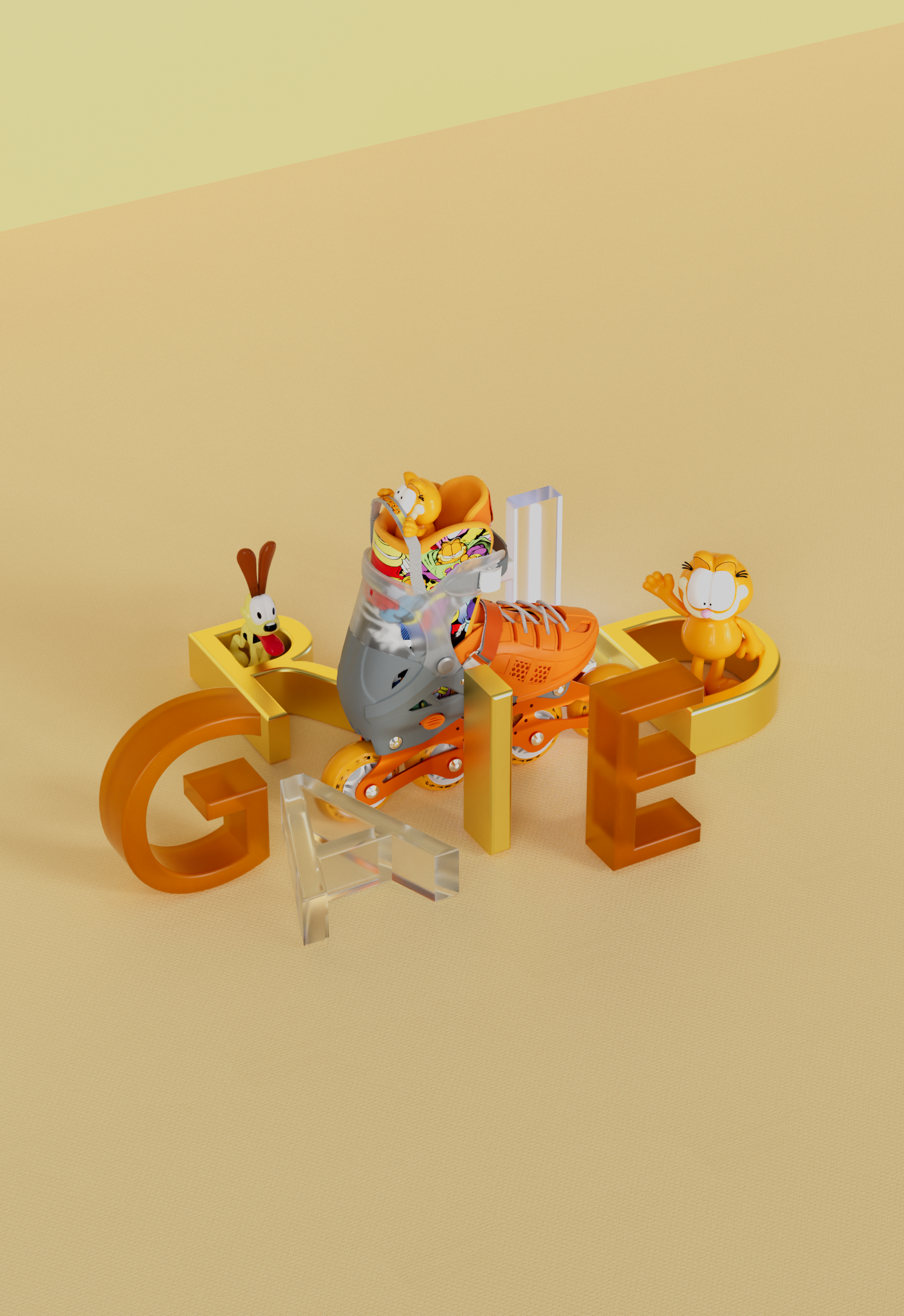 Garfield，Roller skating shoes，the skating shoes，Roller skates，