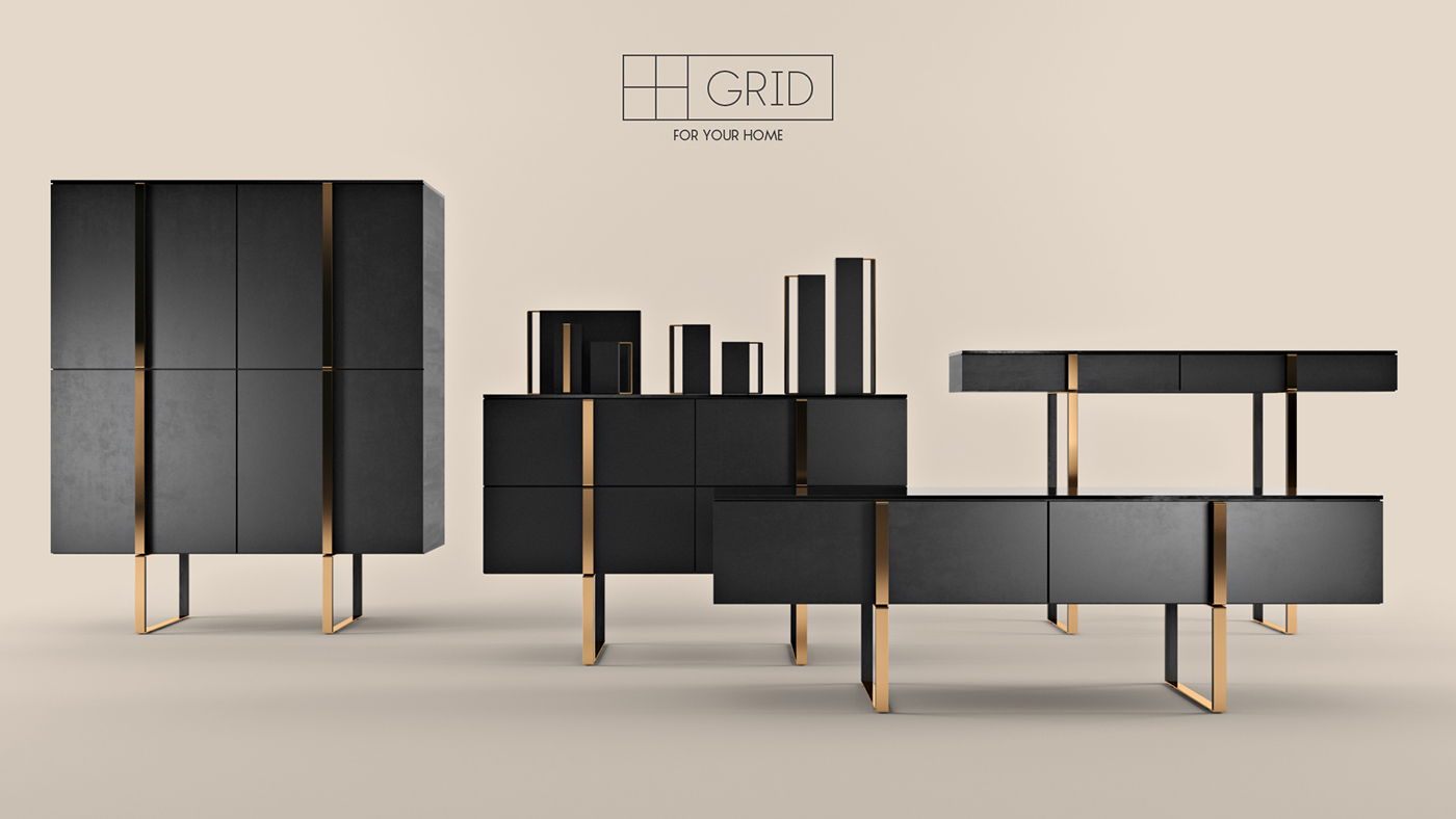 furniture，Home Furnishing，black，cabinet，fashion，brass，