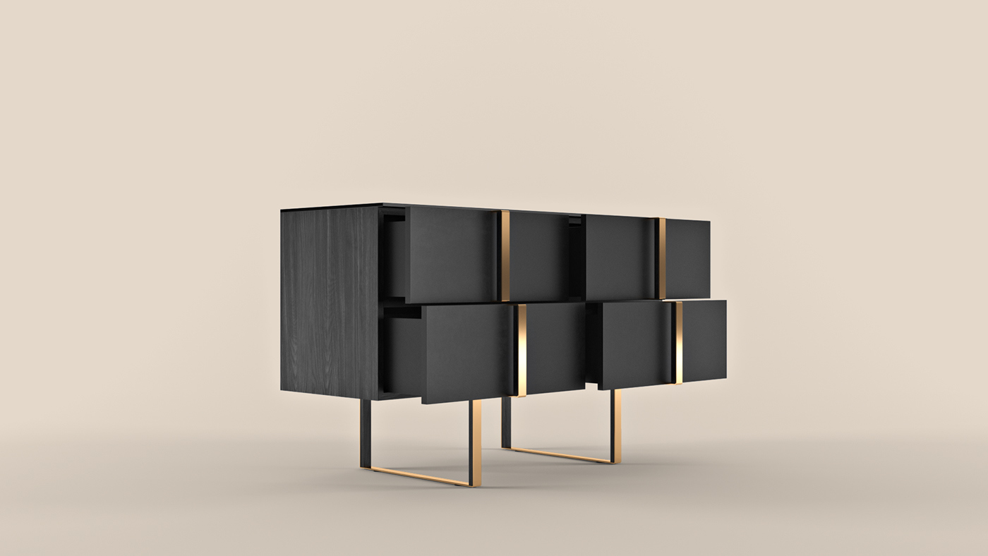 furniture，Home Furnishing，black，cabinet，fashion，brass，