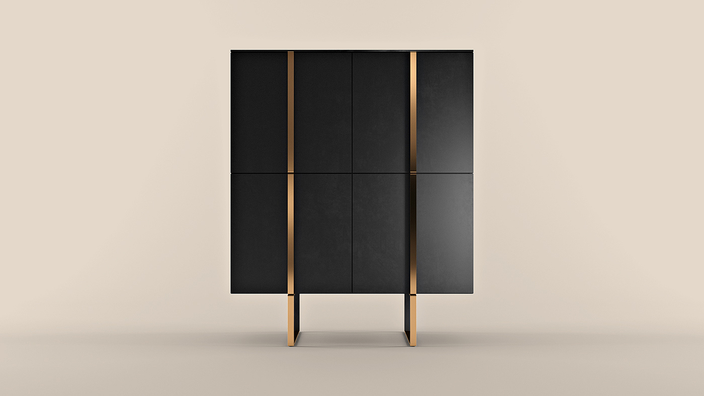 furniture，Home Furnishing，black，cabinet，fashion，brass，