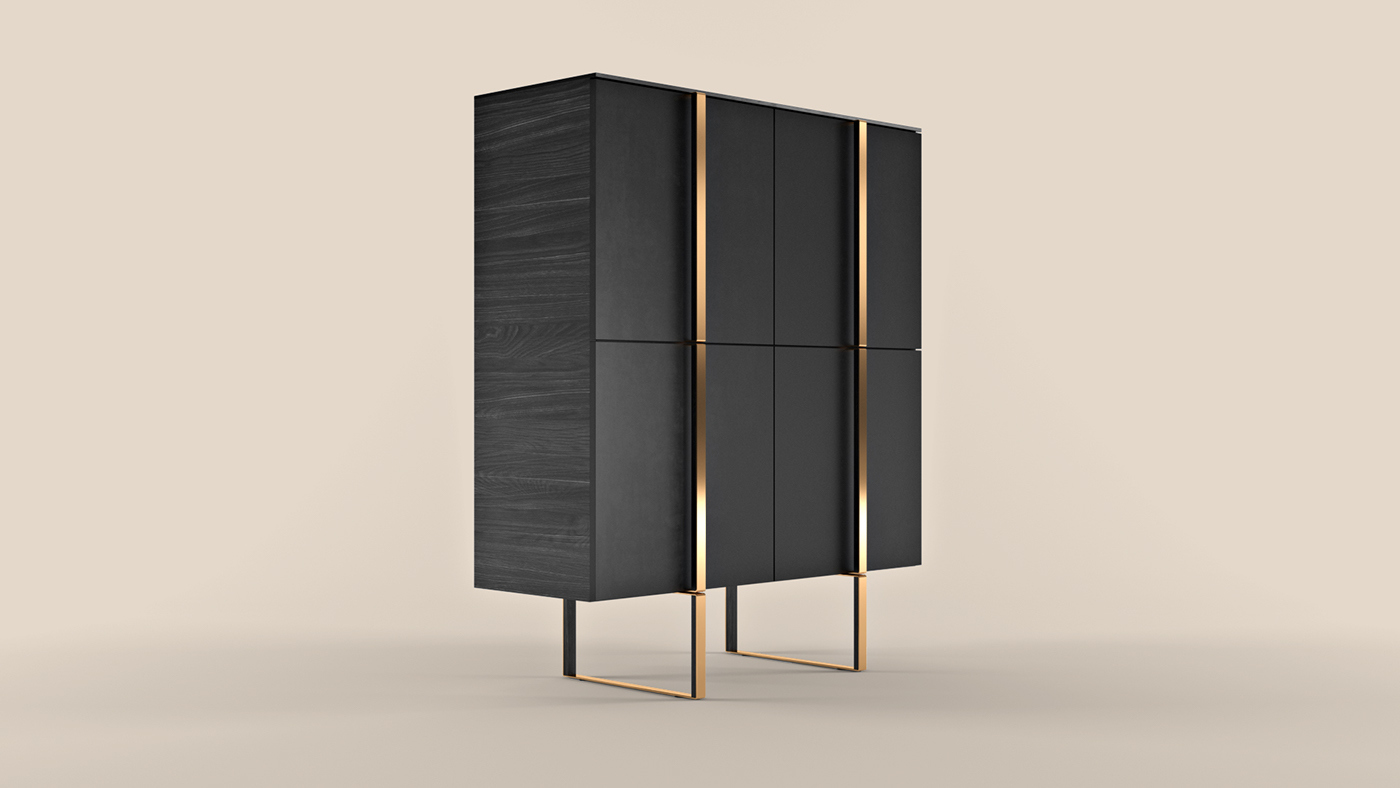 furniture，Home Furnishing，black，cabinet，fashion，brass，