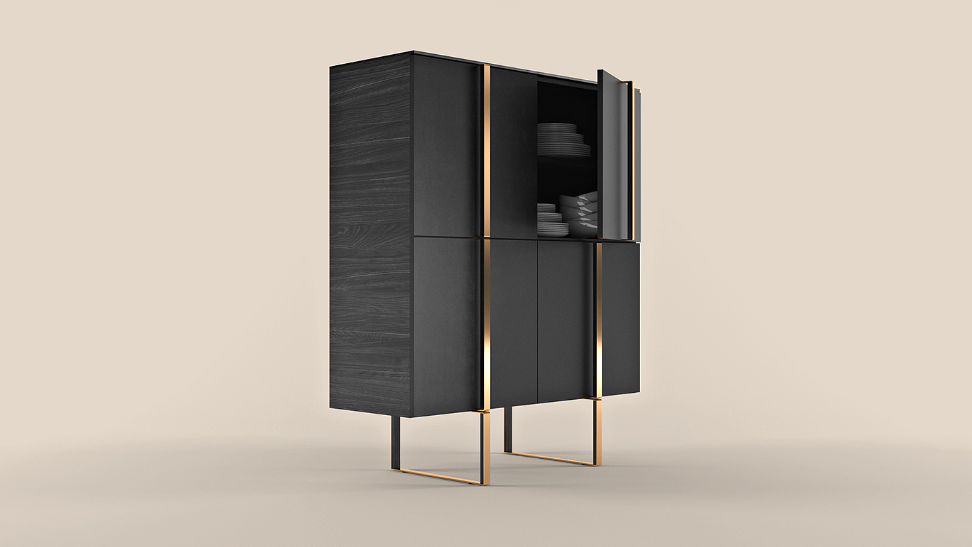 furniture，Home Furnishing，black，cabinet，fashion，brass，