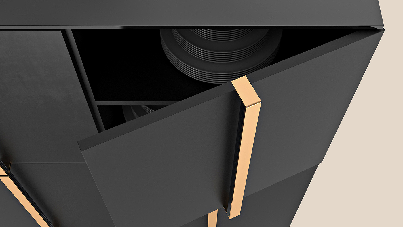 furniture，Home Furnishing，black，cabinet，fashion，brass，