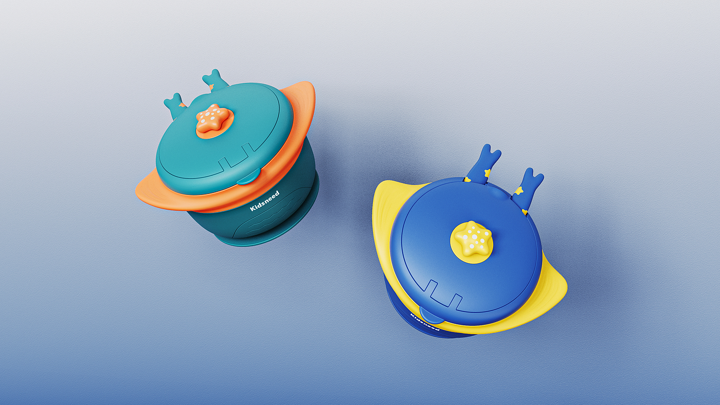 Mother and baby，Water injection heat preservation bowl，Cartoon，ocean，Manta Ray，