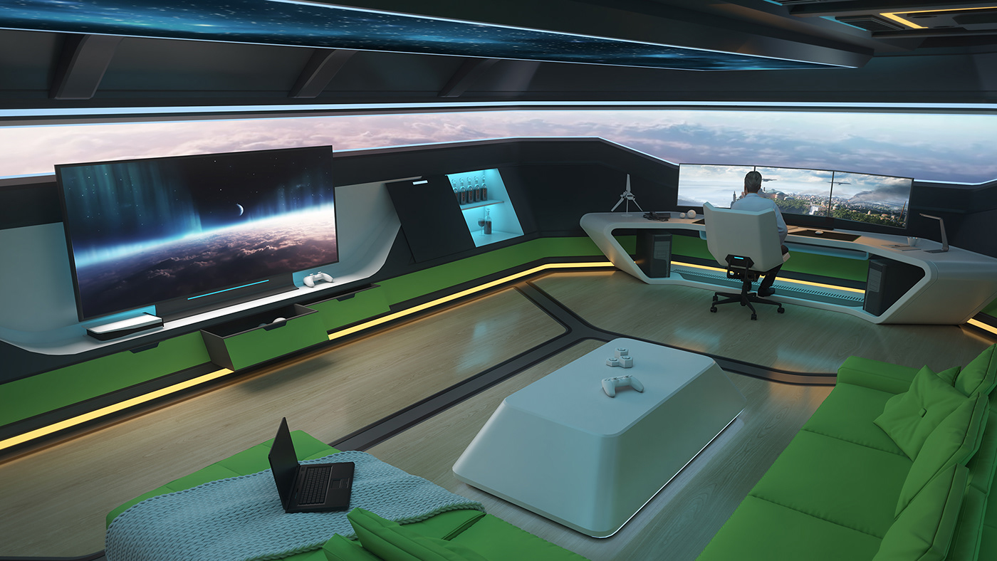 I fill Enchev，Entertainment Room Design，Interior design，Futurism，Entertainment room，