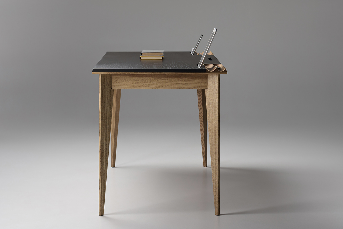 Table，Office supplies slot，Place electronic equipment in the opening，Cutting device centralized wire and cable，ollly，