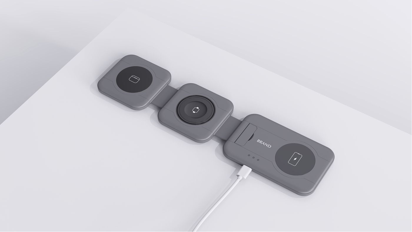 Apple Trifold Wireless Charger，product design，industrial design，Structural design，Product development，Graphic Artist Designer，