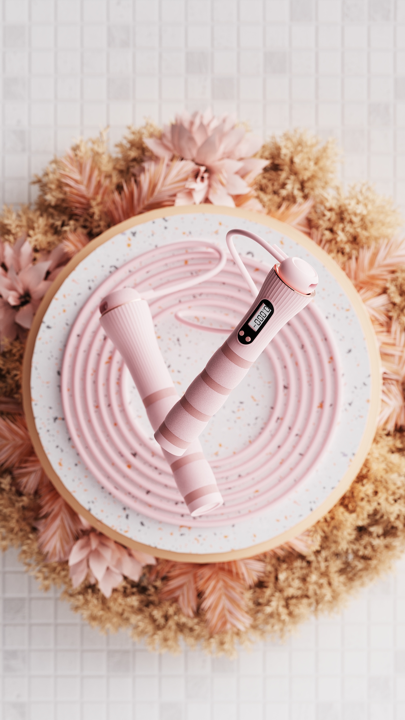 skipping rope，Bodybuilding，Foam rope skipping，Render，Visual effect design，