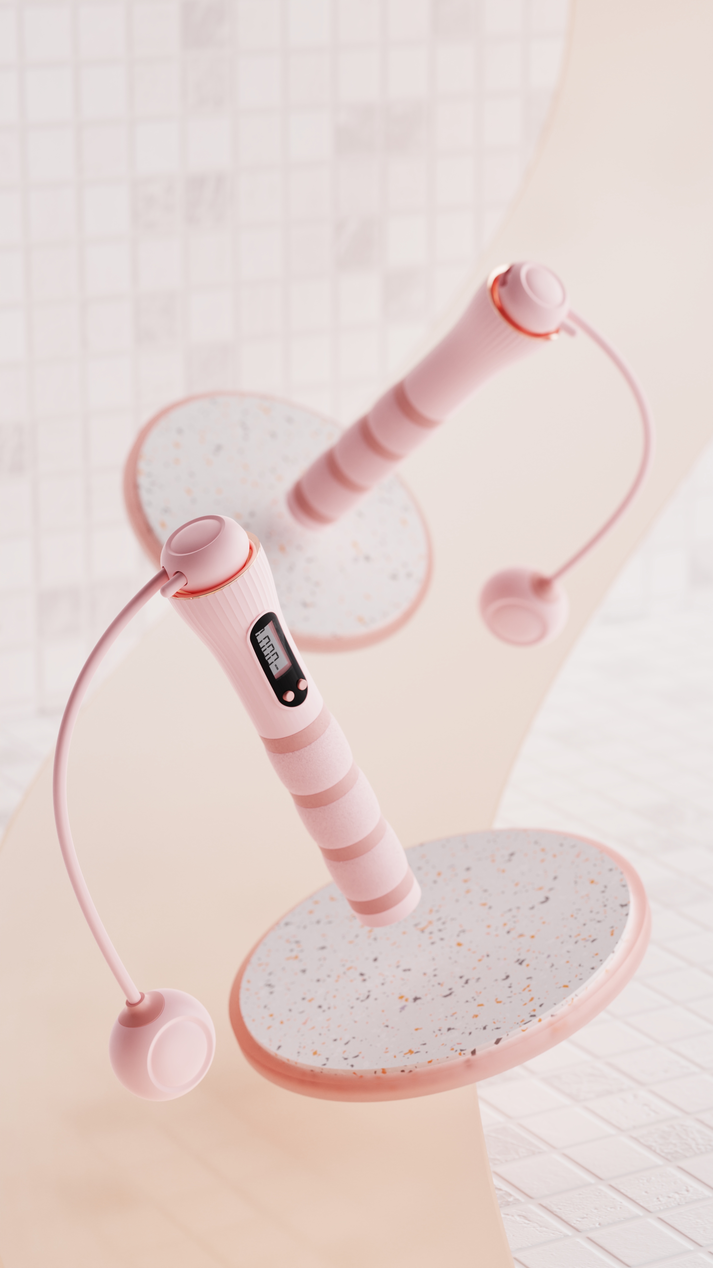 skipping rope，Bodybuilding，Foam rope skipping，Render，Visual effect design，