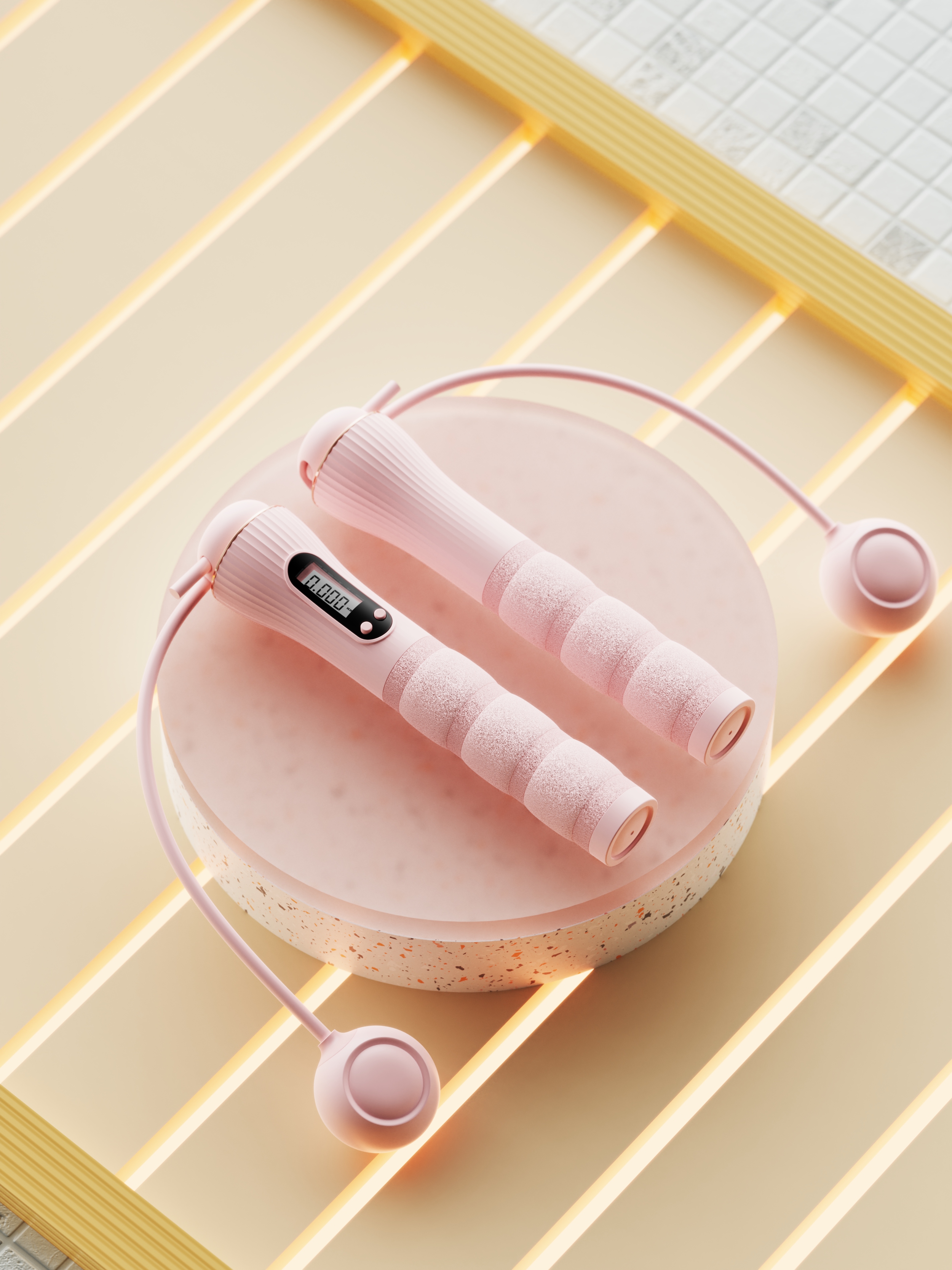 skipping rope，Bodybuilding，Foam rope skipping，Render，Visual effect design，