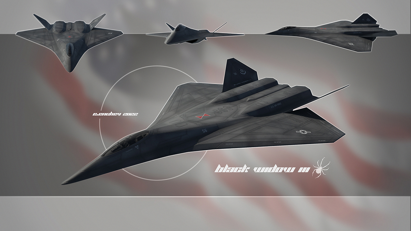Black widow III，I fill Enchev，modeling，Render，Fighter Design，
