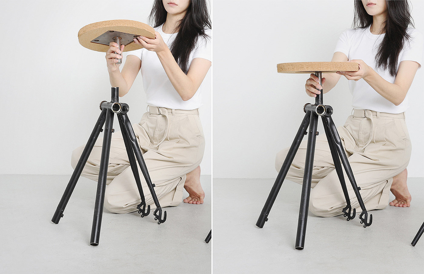 Bicycle stools_2F1项目，Hyemin Kim，回收，可持续设计，回收废弃自行车，