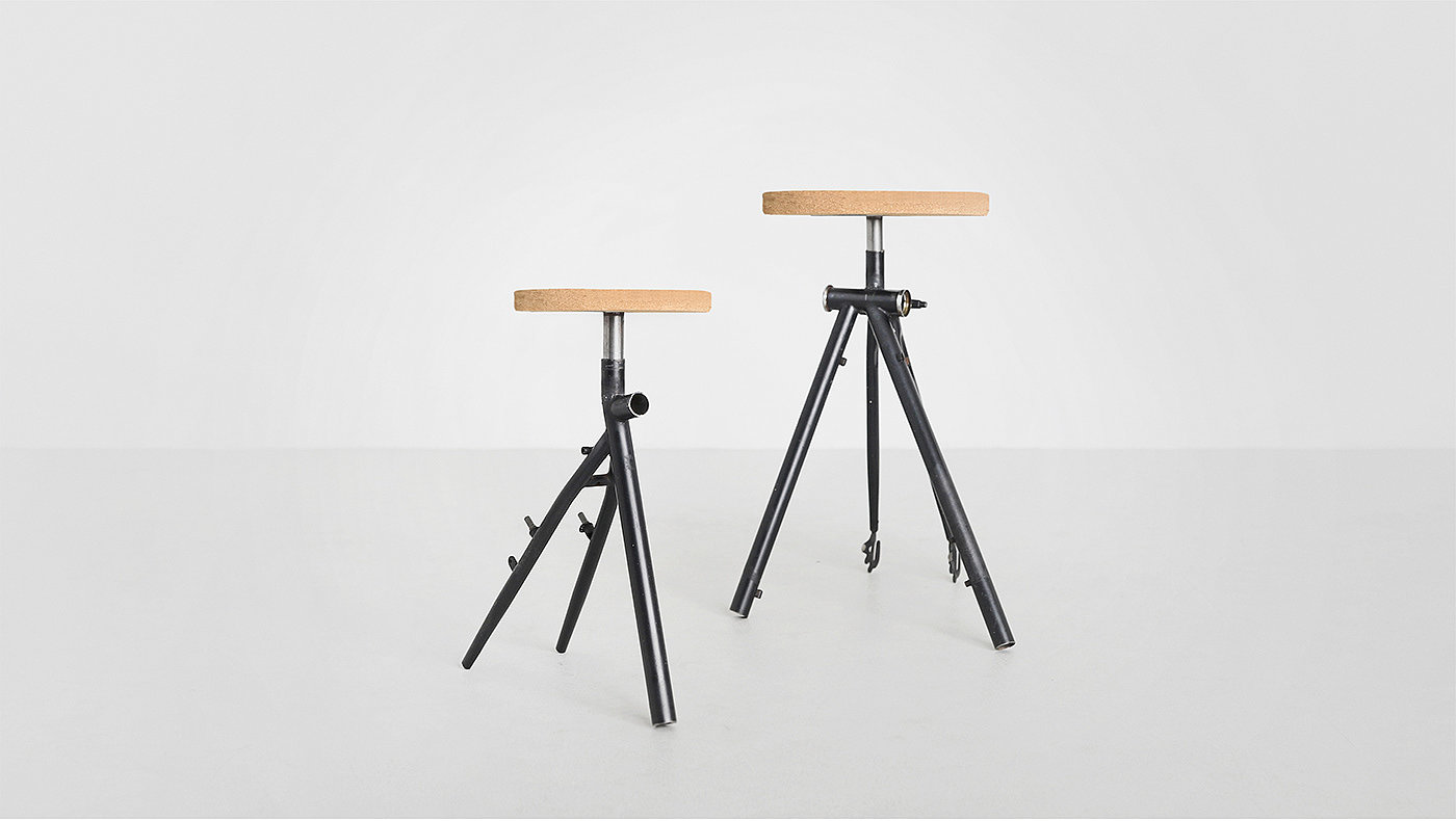 Bicycle stools_2F1项目，Hyemin Kim，回收，可持续设计，回收废弃自行车，