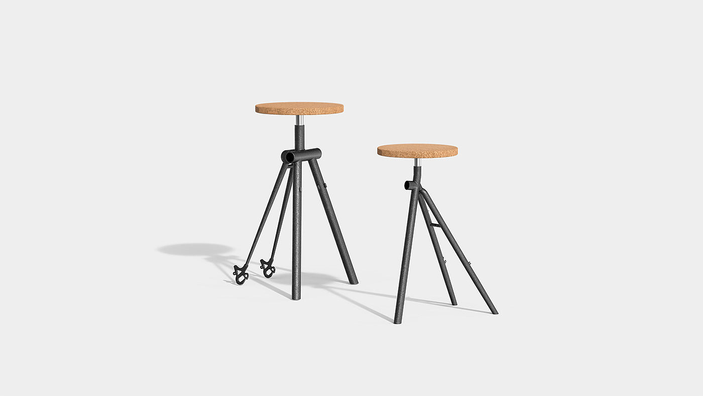 Bicycle stools_2F1项目，Hyemin Kim，回收，可持续设计，回收废弃自行车，