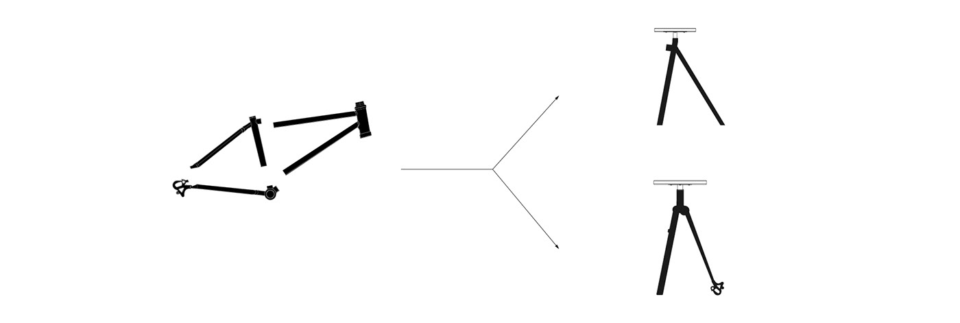 Bicycle stools_2F1 Project，Hyemin Kim，recovery，Sustainable design，Recycling Abandoned Bicycles，