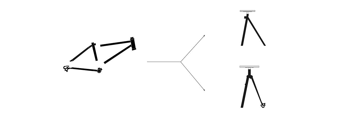 Bicycle stools_2F1项目，Hyemin Kim，回收，可持续设计，回收废弃自行车，