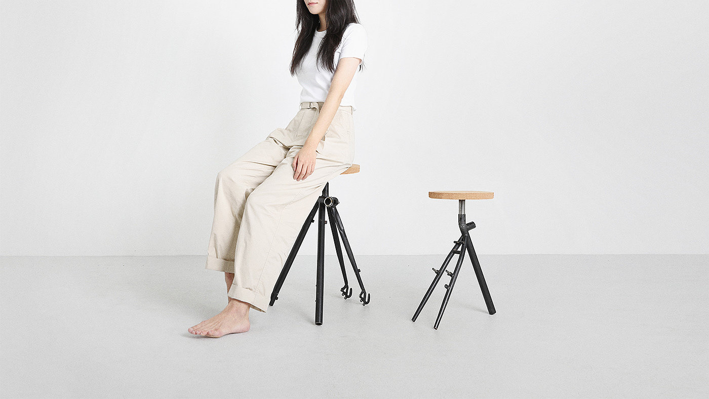 Bicycle stools_2F1项目，Hyemin Kim，回收，可持续设计，回收废弃自行车，