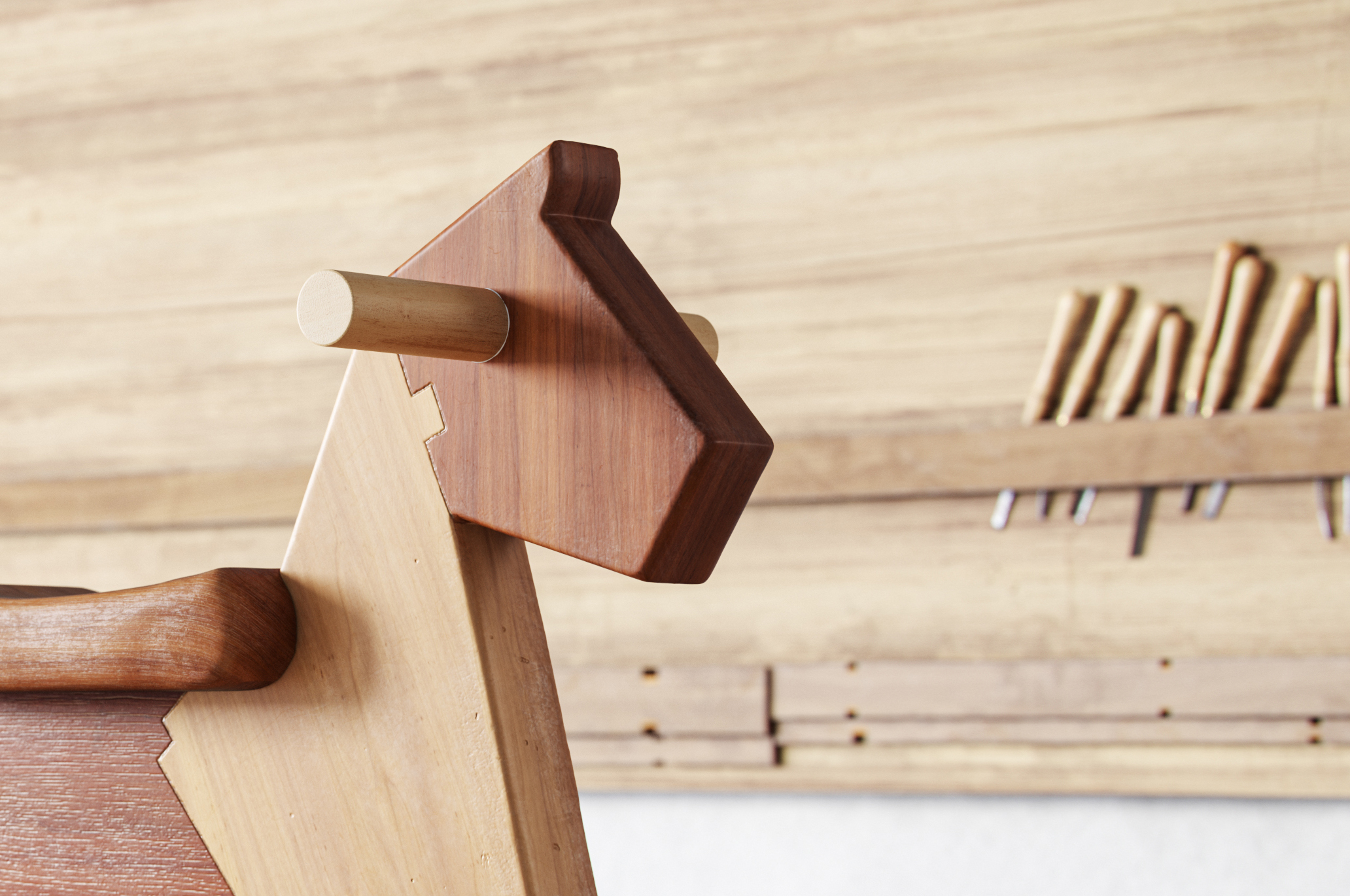 3D rendering，Woodwork，Render，Trojan horse，