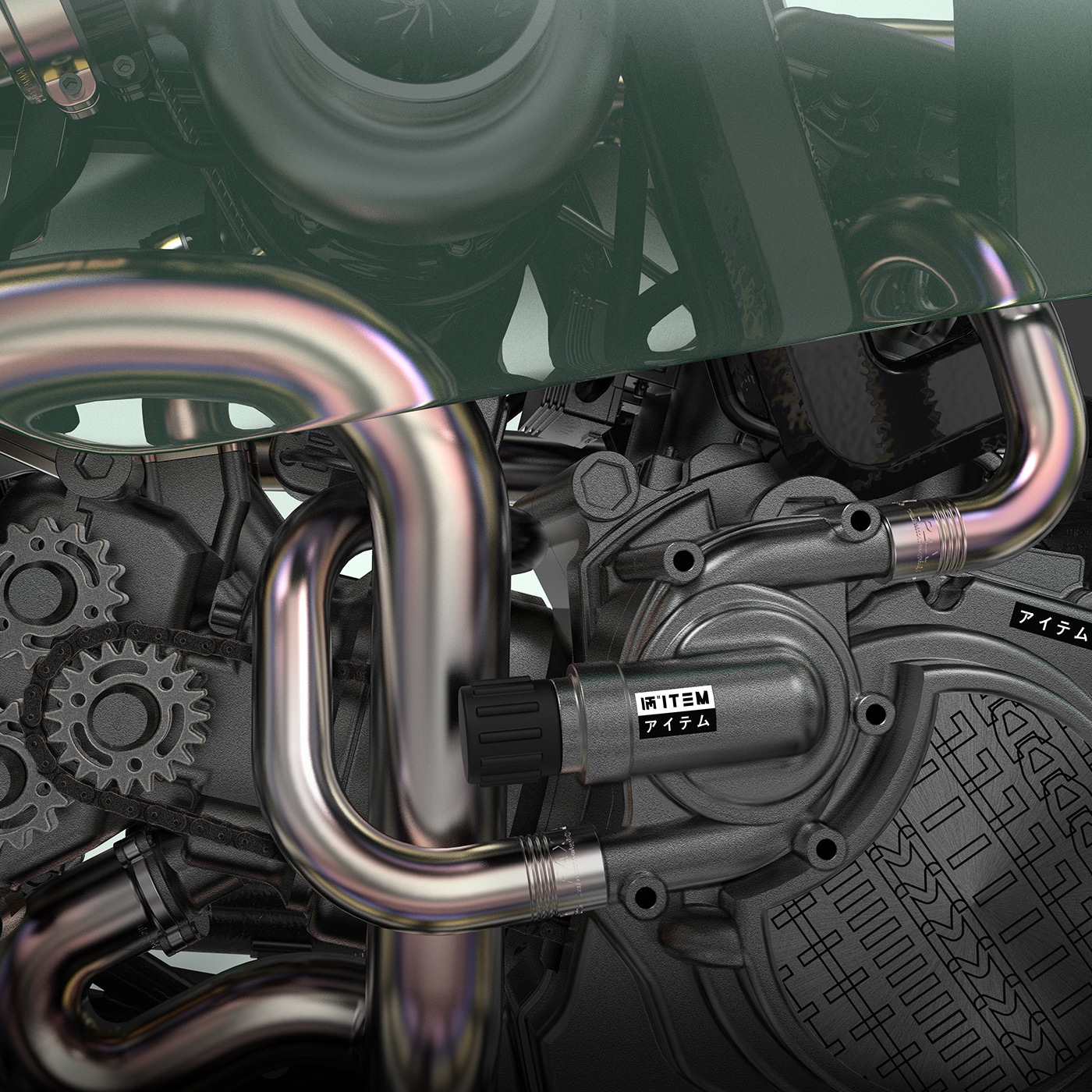 3D rendering，motorcycle，Futurism，