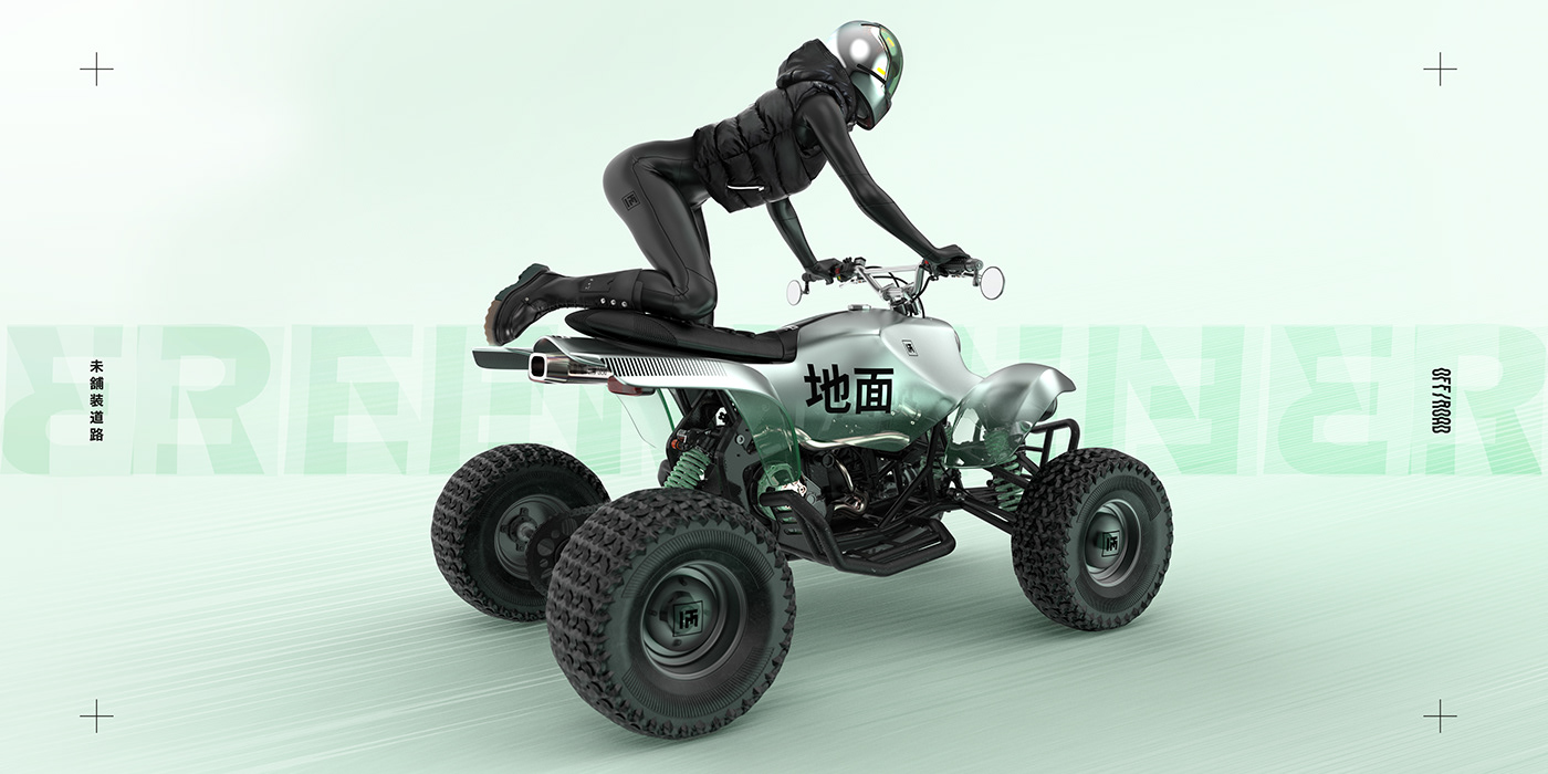 3D rendering，motorcycle，Futurism，