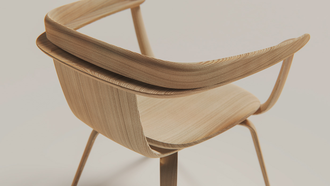 oak，Beech，Andreu World，chair，