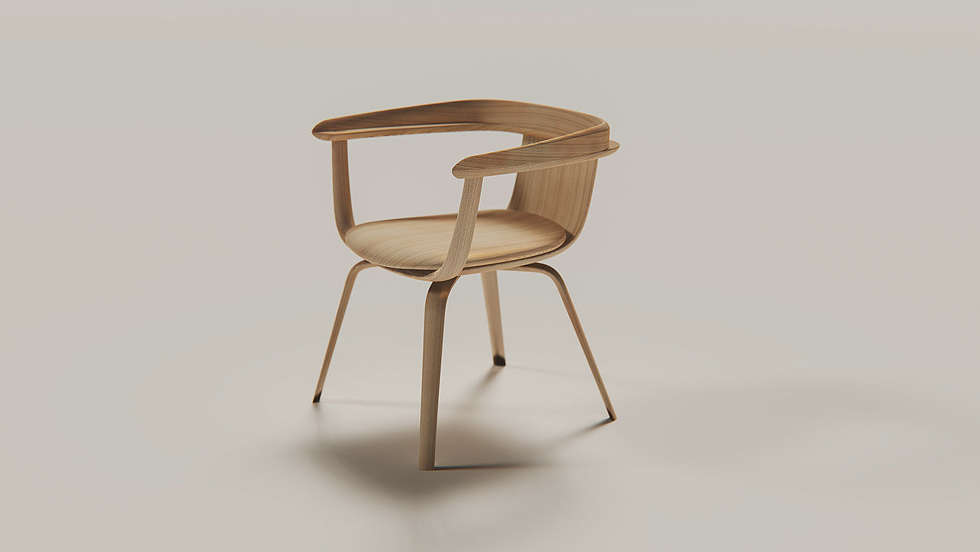oak，Beech，Andreu World，chair，