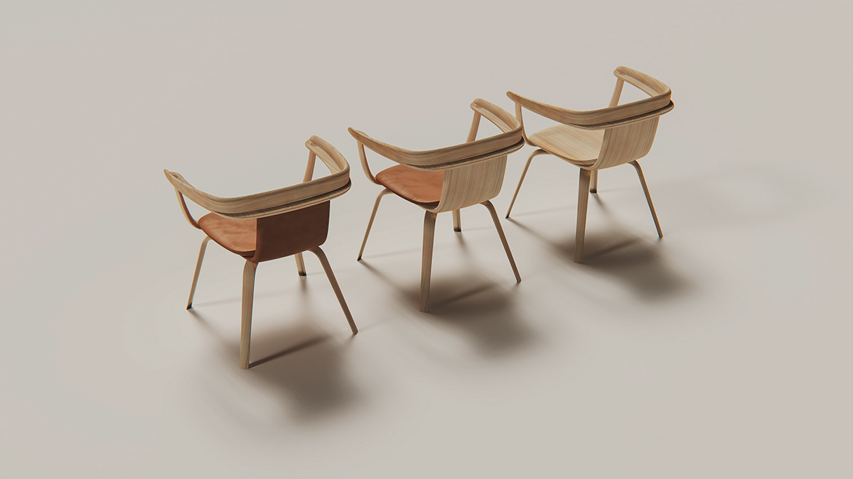 oak，Beech，Andreu World，chair，