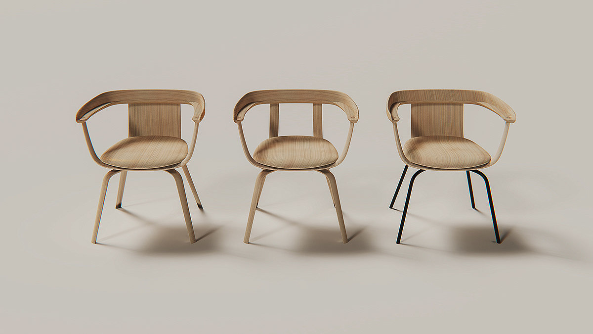 oak，Beech，Andreu World，chair，
