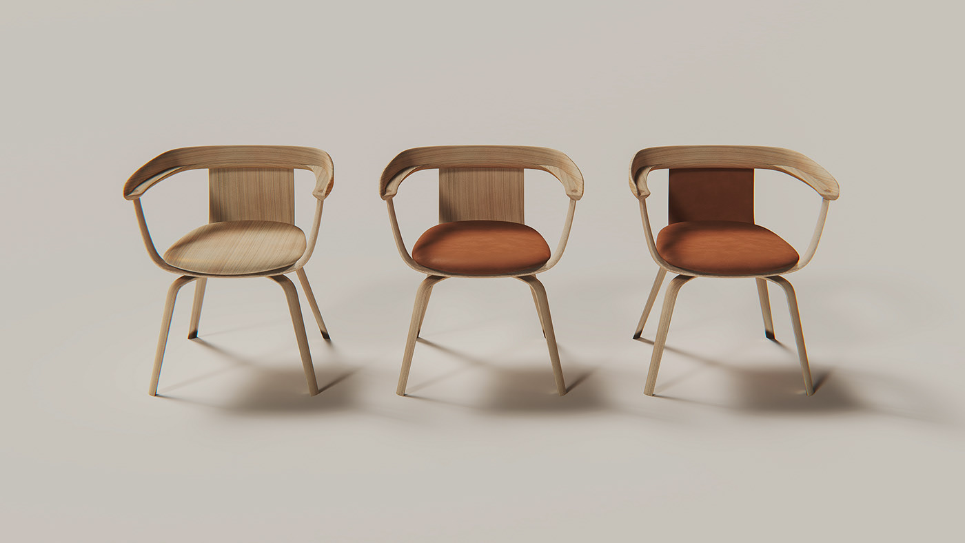 oak，Beech，Andreu World，chair，