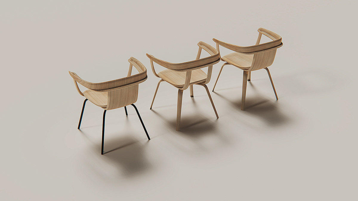 oak，Beech，Andreu World，chair，