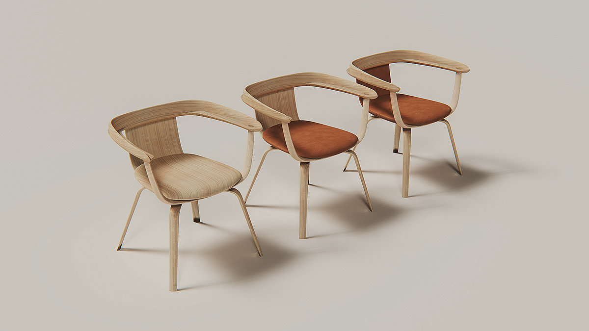 oak，Beech，Andreu World，chair，