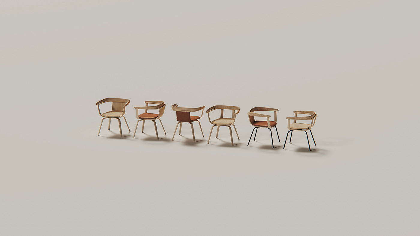 oak，Beech，Andreu World，chair，