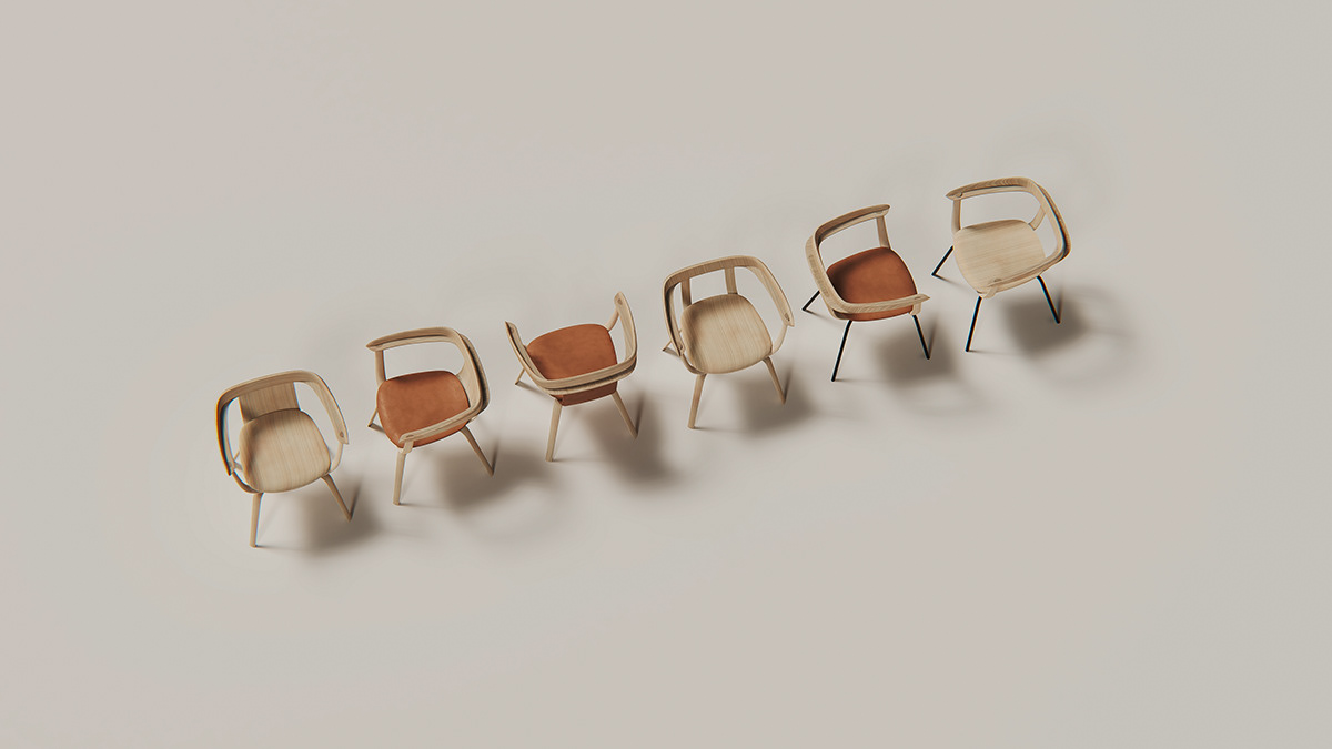 oak，Beech，Andreu World，chair，