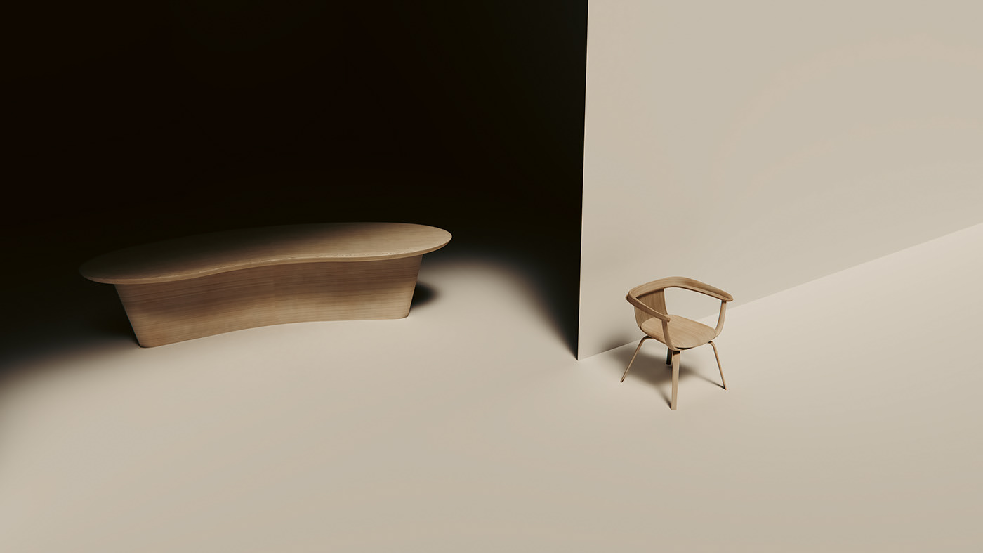 oak，Beech，Andreu World，chair，