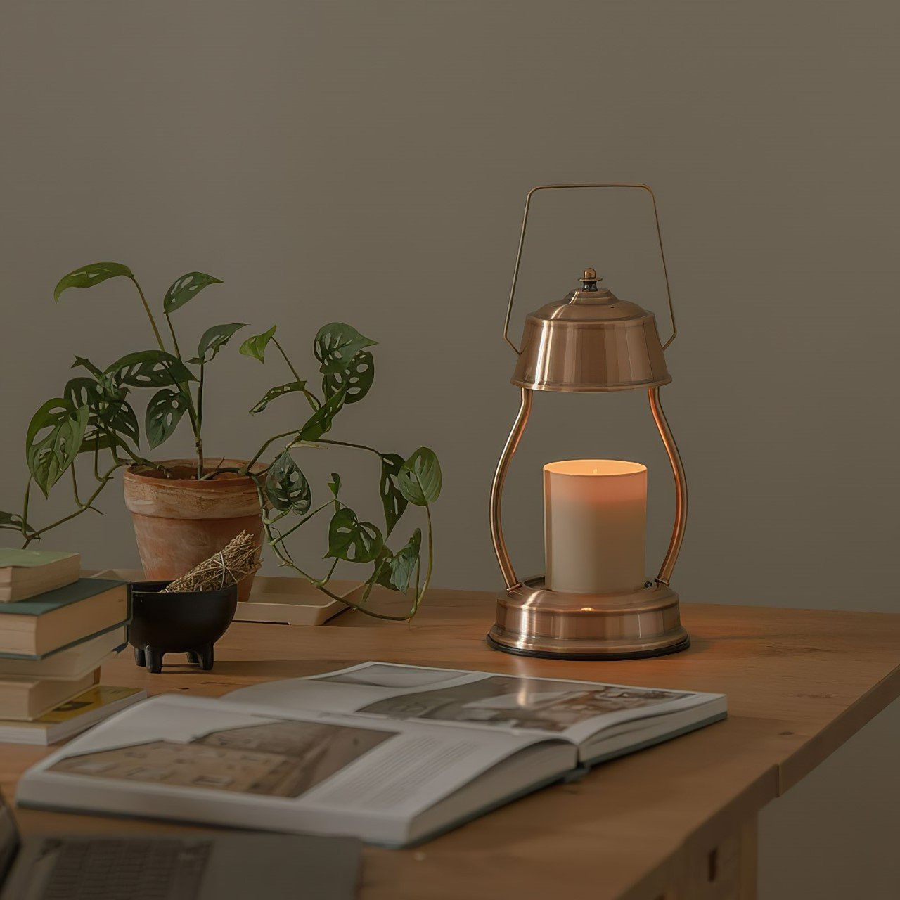 Desk lamp，HOOOME，Vintage candle lamp，Scented candles，Bedside lamp，